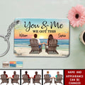 Back View Couple Sitting Retro Vintage Beach Landscape Personalized Acrylic Keychain